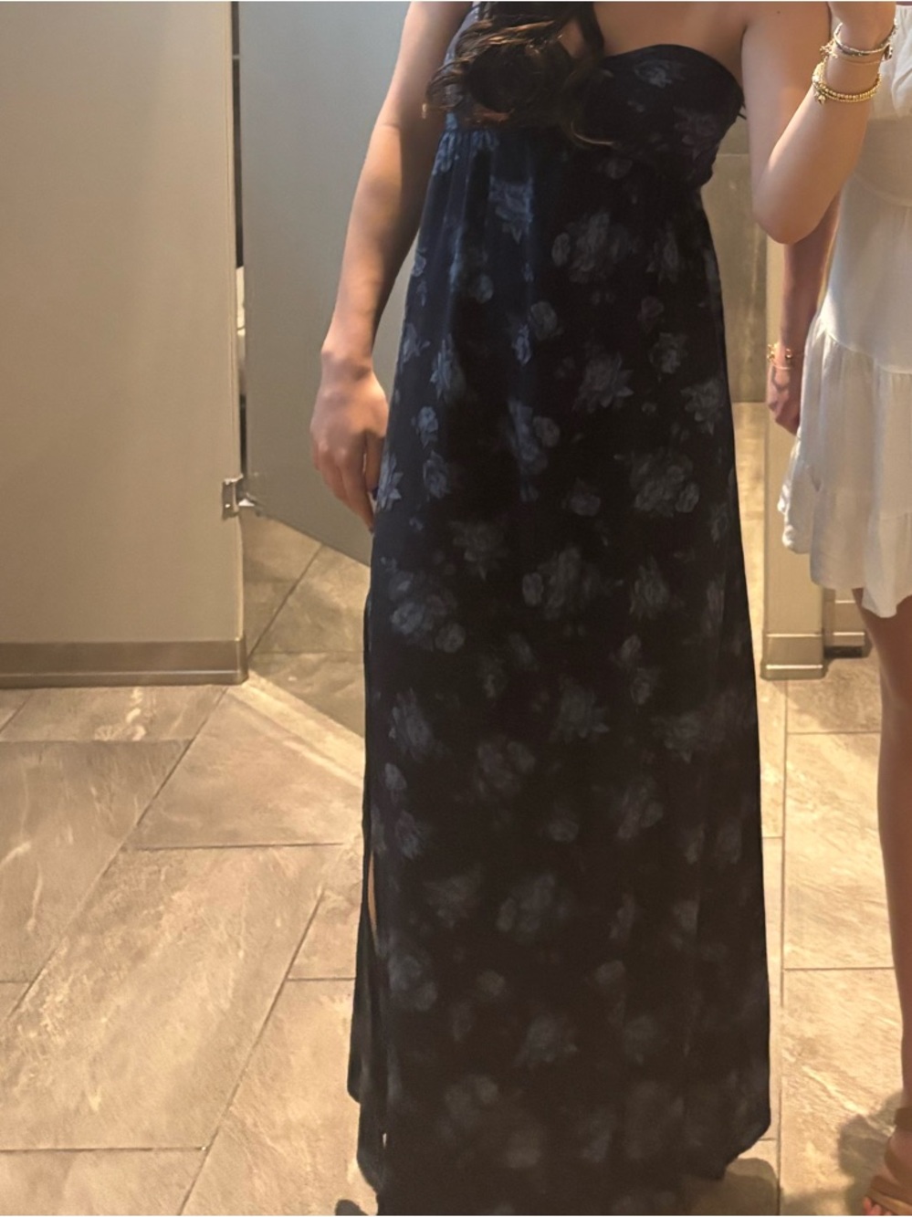 navy hollister strapless maxi dress